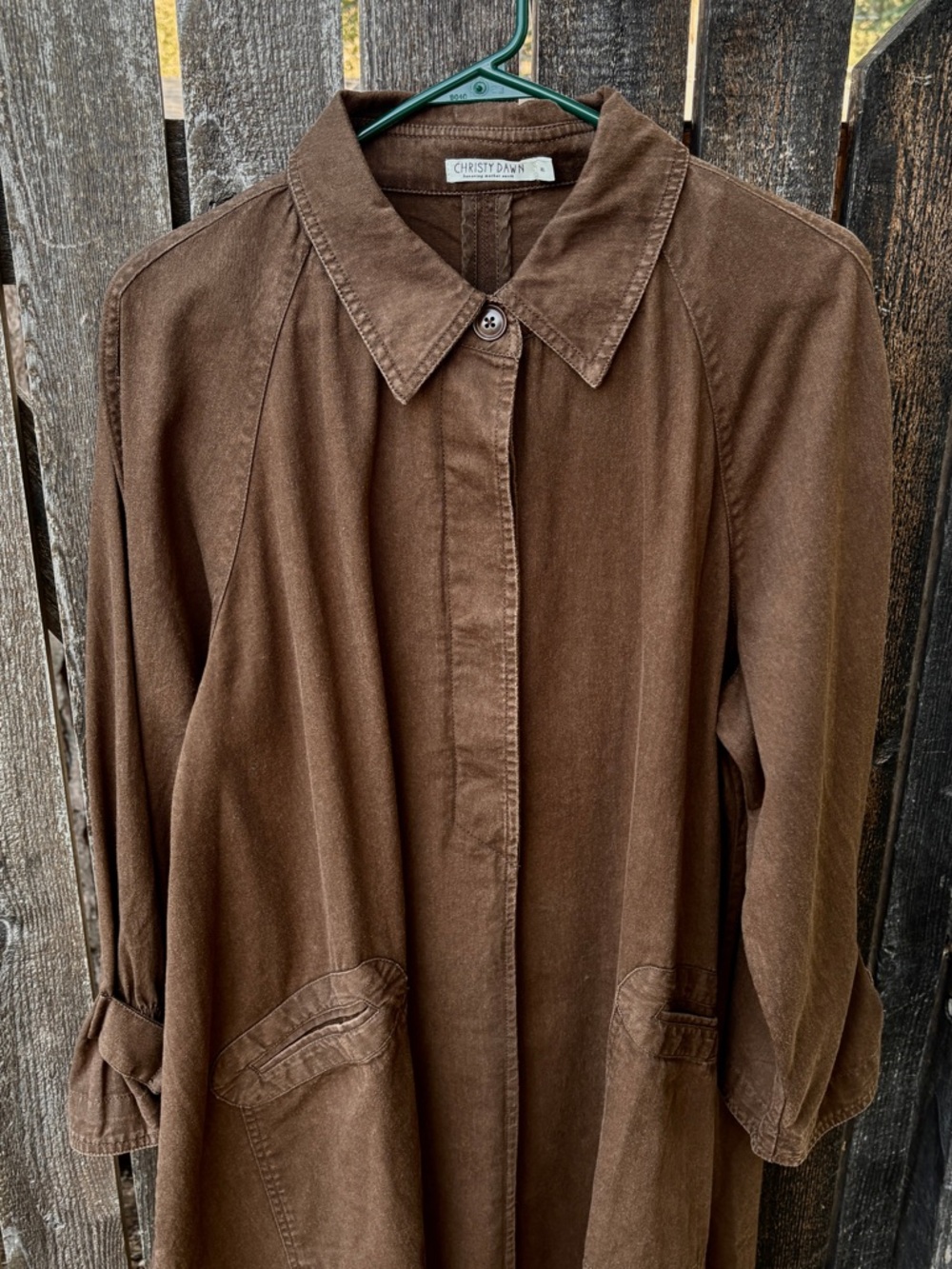 Christy Dawn The Leona Trench In Coffee Brown Organic Cotton Sz XL - Picture 6 of 15